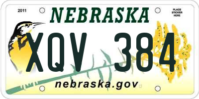 NE license plate XQV384