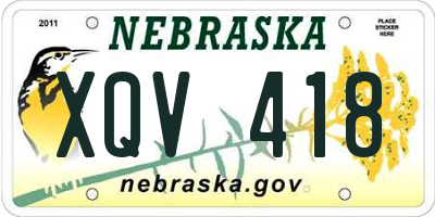 NE license plate XQV418