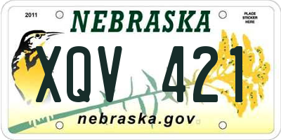 NE license plate XQV421