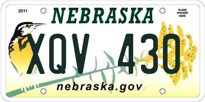 NE license plate XQV430
