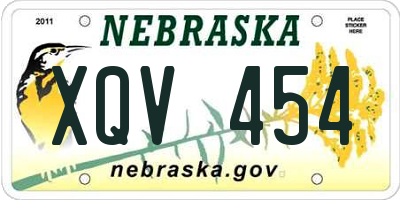 NE license plate XQV454