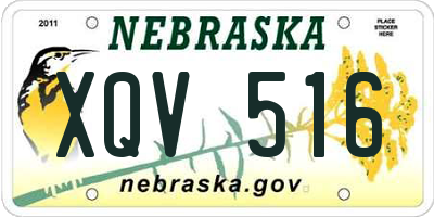 NE license plate XQV516