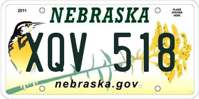 NE license plate XQV518