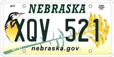 NE license plate XQV521