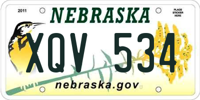 NE license plate XQV534