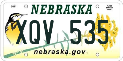 NE license plate XQV535