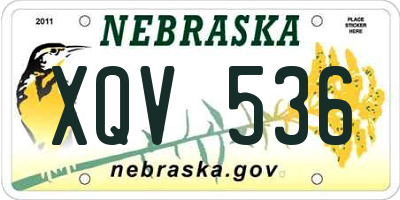 NE license plate XQV536