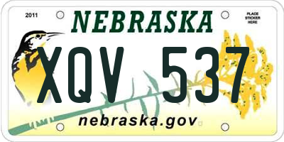 NE license plate XQV537