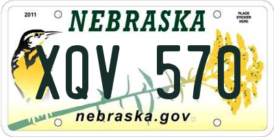 NE license plate XQV570