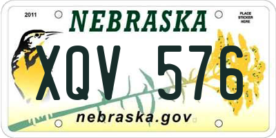 NE license plate XQV576