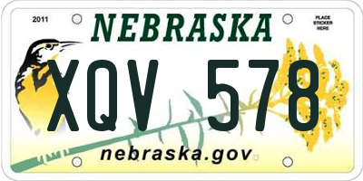 NE license plate XQV578