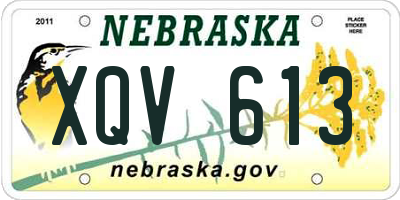 NE license plate XQV613