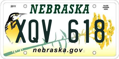 NE license plate XQV618