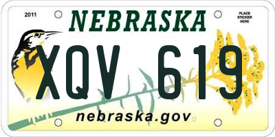 NE license plate XQV619