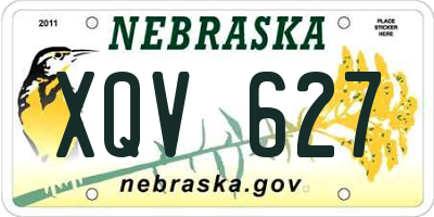 NE license plate XQV627