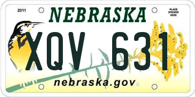 NE license plate XQV631