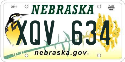 NE license plate XQV634
