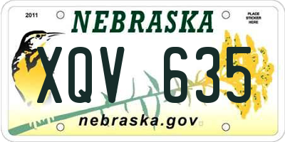 NE license plate XQV635