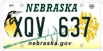 NE license plate XQV637