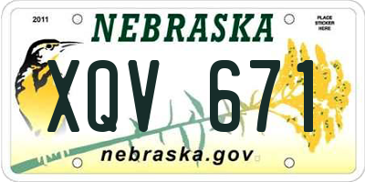 NE license plate XQV671