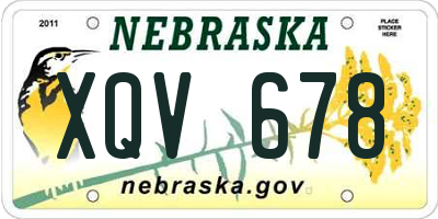 NE license plate XQV678