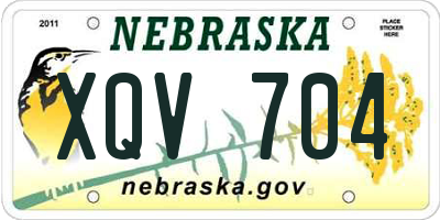 NE license plate XQV704