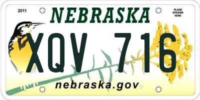NE license plate XQV716