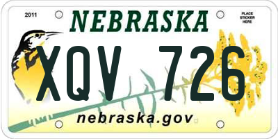 NE license plate XQV726