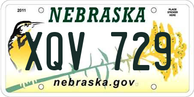 NE license plate XQV729