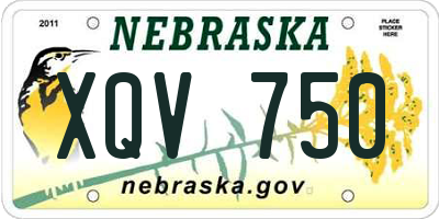 NE license plate XQV750