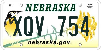 NE license plate XQV754