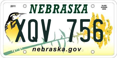 NE license plate XQV756