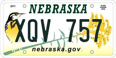 NE license plate XQV757