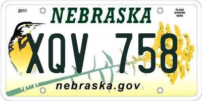 NE license plate XQV758