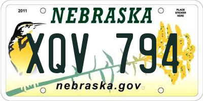 NE license plate XQV794