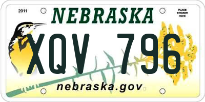 NE license plate XQV796
