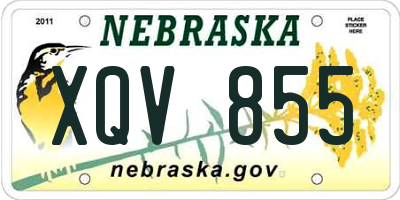 NE license plate XQV855