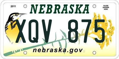 NE license plate XQV875