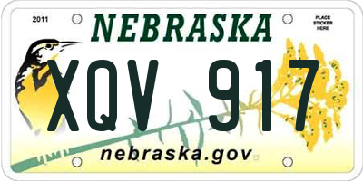 NE license plate XQV917