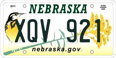 NE license plate XQV921
