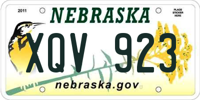 NE license plate XQV923