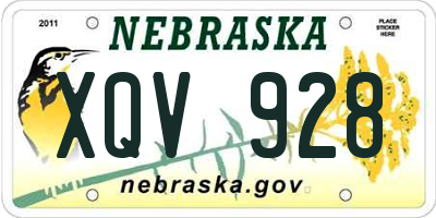 NE license plate XQV928