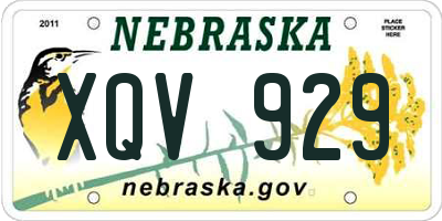 NE license plate XQV929