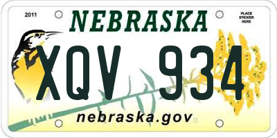 NE license plate XQV934