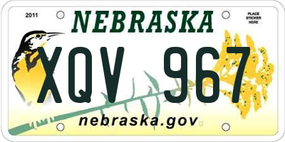 NE license plate XQV967