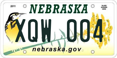 NE license plate XQW004