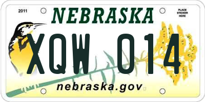 NE license plate XQW014
