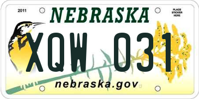 NE license plate XQW031