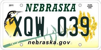 NE license plate XQW039