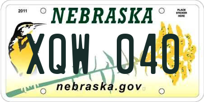 NE license plate XQW040